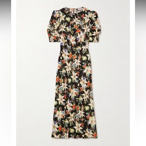 Rixo Lucile Floral Crepe Midi Dress size 14
